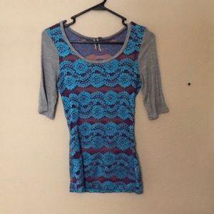 Blue and purple lace shirt